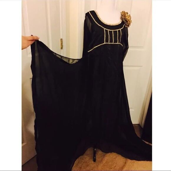 Indian Pakistani Eid Black Formal Maxi Dress Small - Picture 3 of 8
